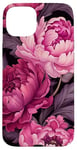 iPhone 15 Plus Magenta and Blush Pink Peony Flower Pattern Case