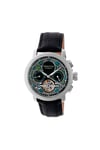 Aura Men's Semi-Skeleton Leather-Band Watch