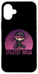 Coque pour iPhone 16 Plus Epilepsy Ninja Support de sensibilisation à l'épilepsie avec ruban violet