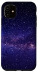 Coque pour iPhone 11 Violet galaxie espace bleu ciel étoilé