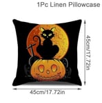 45 cm Pellava Halloween-tyynynpäällinen Pumpkin Bat Wizard Ghost Halloween-sisustus kodin koristeelliselle sohvalle autotuolin koristeluun tyynyliina