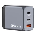 Verbatim 65W UK/US/EU 3-Port GaN Wall Charger With Power Delivery