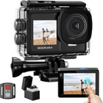 Caméra Sport 4K 60Fps Caméra D'Action Eis Double Écrans Tactile Caméra Étanche 40M Sous Marine Avec Télécommande Et Microphone Externe 2 * 1350Mah Batteries Et Accessoires-Nouvelle Go9¿