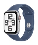 Apple Watch SE GPS 40 mm Boîtier en Aluminium Argent avec Bracelet Sport Denim S/M