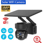 Camera Solaire Exterieure WiFi Sans Fil 3MP 4X Zoom Optique Detection de Mouvement Couleur Vision Nocturne Cameras IP PTZ TUYA Noir