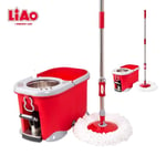 Microfibre Mop And Bucket Set Spin Foot Pedal Mop For Cleaning Floors Wood Tiles