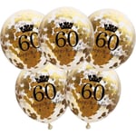 Nummerballonger 60 Guld - 60-årsdag Dekorationer Ballonger 12 Tum, Ballonger Nummer 60 Ballonger Guld Ballonger Födelsedagsfest Dekorationer