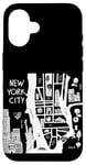 Coque pour iPhone 16 Profitez de New York City The Big Apple Street Food Doodles Map