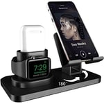 AICase Support Tablette,Support Airpods, Support Watch, Support Téléphone, 3 en 1 Station de Charge pour Apple Watch Series 5/4/3/2/1,Support Dock pour iPad 12.9 (Noir foncé)