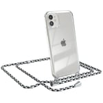 For Apple iPhone 11 Cover with Chain Band Mobile Case for Hanging Black White