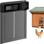 Porte automatique de poulailler – Ouvre-poulailler automatique en aluminium avec capteur anti-pincement, porte de poulet alimentée par batterie avec