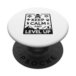 Keep Calm and Level Up Gamer pour les joueurs amusants PopSockets PopGrip Adhésif