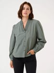 KAFFE Maia Pleated Neckline Shirt, Balsam Green