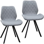 SVITA DIAMOND Lot de 2 chaises de salle à manger Chaises de cuisine Chaise rembourrée Gris clair