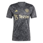 Manchester United Trenings T-skjorte Pre Match Stone Roses - Sort - adidas, størrelse Small