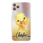 Personalised Case For Apple iPod touch (7th Gen), Initials/Name on Yellow Ducking Print Hard Cover