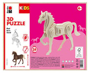 Marabu- Animal,Horse Kids 3D Puzzle en Bois 30 pièces Env. 18 x 16 cm, 10124366, Cheval