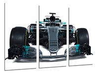 Tableau Moderne Photographique, Impression sur bois, Mercedes Formule 1 voiture, Hamilton, Bottas 2017, 97 x 62 cm, ref. 26619