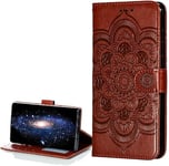 COTDINFOR Compatible avec Samsung Galaxy A05S Coque Portefeuille Fermeture Cartes Housse PU Cuir Antichoc Protecteur Flip Case Étui Pochette Cover pour Galaxy A05S Marron Mandala LD.