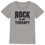 Tee Shirt "Rock Is My Therapy" - Pour Femme - Confectionné En France - Coton 100% Bio - Cadeau Rock Original Rigolo