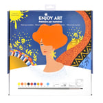 ENJOY ART Peinture par numéro acrylique sur carton toilé 30x30 cm, pour enfant et adulte, collection Flower Power - Dora