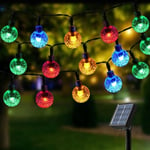 Guirlande Lumineuse Solaire, 100 Leds 12M Couleur Cristal Boules Lumière,8 Modes Etanche Lumières Solaires,Pour Décoration Extérieur, Jardins,