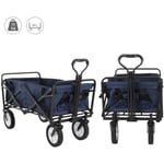 ISE Chariot de Jardin de Plage 4 roues Pliable,Remorque de transport à Main extérieur avec bâche amovible -90L-360° Roues