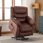 Fauteuil inclinable à massage électrique avec chaleur et vibrations pour personnes âgées, mécanisme d'inclinaison durable et sûr - Canapé en tissu