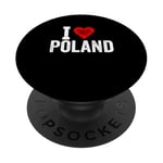 Funny Design Retro I Love Poland with a Red Heart PopSockets Adhesive PopGrip