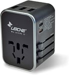 LEICKE Adaptateur Chargeur de Voyage Universel 33.5W pour différents appareils routeurs (US/EU/UK/AU Plus 224 Pays), moniteurs, Switch commutateur, routeur et Scanner Noir