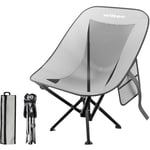 Chaise pliante de camping, 500 x 450 x 710 mm, Capacité max. 100 kg, Chaise pliable de pêche, Fauteuil pliant compact Gris Noir pour bbq, fêtes,