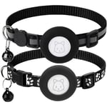 Tlily - Lot de 2 Colliers pour Chat, Air Tag Chat avec Boucle SéCurité et Cloche Amovible Collier Animal Compagnie Noir