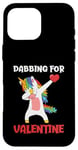 Coque pour iPhone 16 Pro Max Dabbing Unicorn Saint-Valentin Love