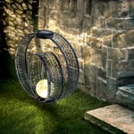 Lampe solaire boule orientale lumière décorative jardin lampe solaire solaire en métal pour l'extérieur, verre craquelé, piquet de sol, 1x led 0,06W