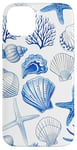 Coque pour iPhone 14 Plus Été côtier bleu coquillage, étoile de mer, femme