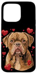 Coque pour iPhone 15 Pro Max Saint-Valentin Dogue de Bordeaux Chien