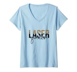 Womens Laser Queen Hair Removal Aesthetician Laser Tech V-Neck T-Shirt