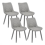 WOLTU Chaise de Salle à Manger Lot de 4, Moderne Chaise de Cuisine, Chaise scandinave, Chaise Coiffeuse, pour Salle de Séjour, Chambre à Coucher, Cuisine, en Similicuir et métal Gris Clair BH210gr-4