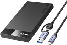 Boitier Disque Dur 2.5,USB C/ USB A vers SATA 2,5"" sans Outil ,pour SDD et HDD,Jusqu'à 6 Gbps,Un câble USB C/A 10 Gbps est Inclus,Prend en Charge UASP SATA III.(Q601)