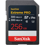 SanDisk Extreme PRO 256GB SDXC UHS-II card, up to 300 MB/s read speeds, 300 MB/s write speeds, V90, Pro-level performance enables cinema-quality 8K video recording