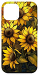 Coque pour iPhone 12 mini Tournesol jaune chaud avec feuilles vertes luxuriantes