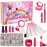 La Manuli Maquillage Enfant Jouet Filles - Faux Maquillage Enfant Fille, Sac à Main et Accessoires, Jeux D'imitation, Anniversaire Cadeau pour Princesse Filles 3 4 5 6 7 8 Ans