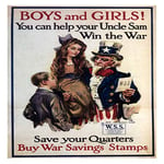 Lumartos, Vintage Poster Buy War Savings Stamps Contemporary Home Decor Wall Art Print, Print Only Frame, 12 x 12 Inches