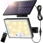 Lampe Solaire Extérieur 172 LED 3 Modes Lumière Solaire Extérieure Détecteur de Mouvement, Lampe Solaire IP65 Eclairage Exterieur Solaire, LED Spot Solaire avec Câble de 5M pour Jardin, Garage