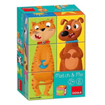 Goula, Chat, Crocodile 6 Match & Mix-des Cubes Puzzles sur Le thème des Animaux pour Enfant dès 2 Ans, 53468, Multicolore