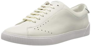 HUGO Womens Zero Tenn Nappa-Leather Trainers with Perforated Detailing Size 9 White