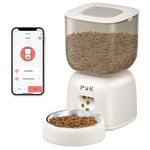 Puppy kitty pro Distributeur Croquettes Chat Automatique,Bols en Acier Inoxydable, Connecté App,Vocal 10S,10 Repas par Jour,Blanc