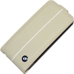 ETUI FLIP TRAIT BLANC AVEC SIGLE BMW POUR SAMSUNG S4 I9500 BEIGE