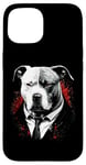 Coque pour iPhone 15 Pitbull Dog Gangster en costume Funny Mob Boss sur le thème