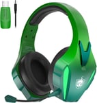 Casque Gaming Sans Fil, Wireless Casque De Jeu, Pour Ps4/Ps5/Pc/Switch, Récepteur 2.4Ghz, Son 7.1, Microphone Antibruit, Lumières Led